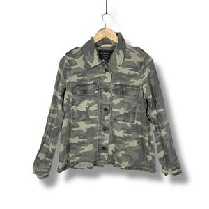 Lucky Brand Camo Utility Button Front Long Sleeve Shirt Womens Size S Grunge